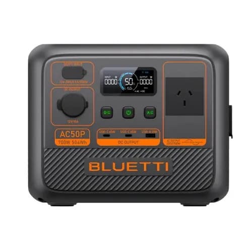BLUETTI Premium 50 (AC 50P) - Output Capacity 700W - Battery Capacity 504Wh - Solar Input Capacity 12V - 28V, 200W Max - Battery Life Cycle 3000+ - Warranty 5 Years