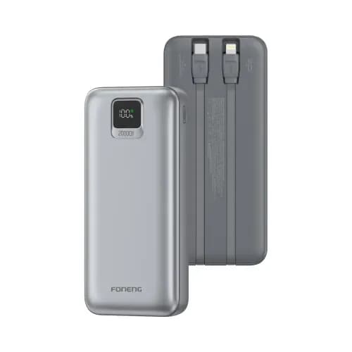 FONENG (PX136) 20000mah 22.5w Fast Charging Power Bank with Built-In 2 Cables